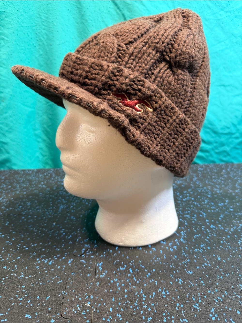 Hollister Brown Knit Brim Beanie